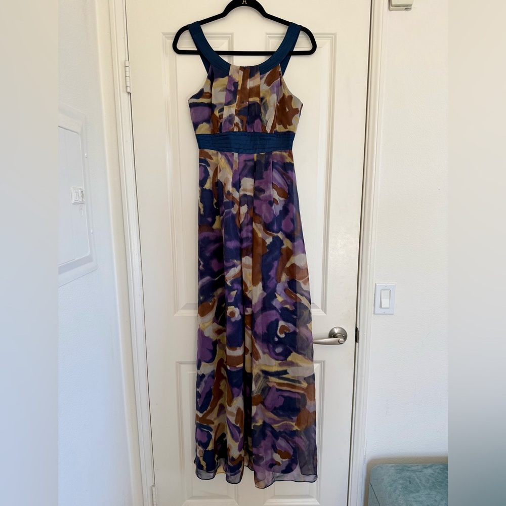 Max & Cleo Scoopneck Halter Watercolor Maxi Dress